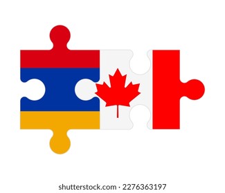 Connected puzzle of flags of Armenia and Canada, vector