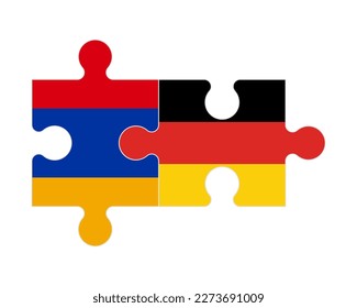 Connected puzzle of flags of Armenia and Germany, vector