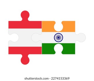 Connected puzzle of flags of Austria and India, vector