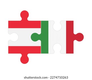 Connected puzzle of flags of Austria and Italy, vector