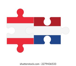 Rompecabezas conectado de banderas de Austria y los Países Bajos, vector