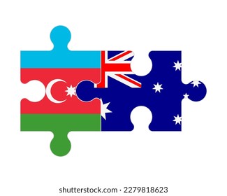 Connected puzzle of flags of Azerbaijan and Australia, vector