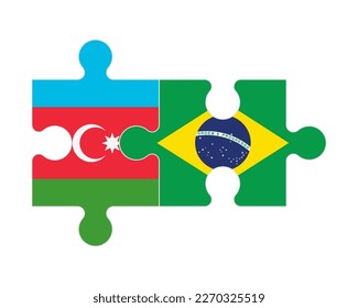 Connected puzzle of flags of Azerbaijan and Brazil, vector