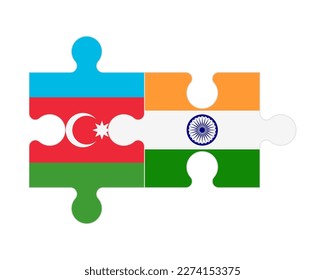 Rompecabezas conectado de banderas de Azerbaiyán y la India, vector