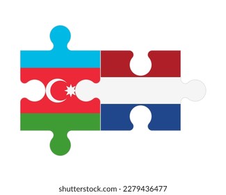 Connected puzzle of flags of Azerbaijan and Netherlands, vector