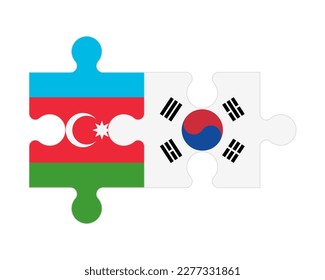 Connected puzzle of flags of Azerbaijan and South Korea, vector