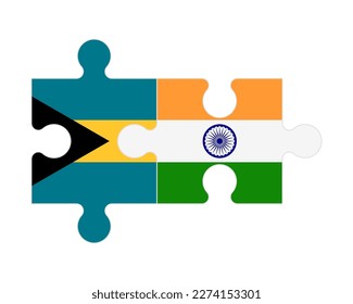 Verbundenes Rätsel der Flaggen der Bahamas und Indiens, Vektorgrafik