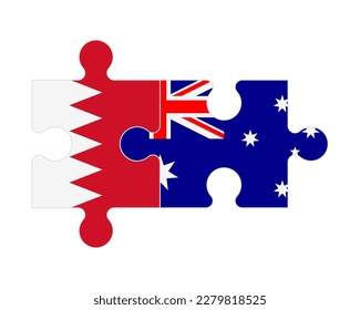 Connected puzzle of flags of Bahrain and Australia, vector