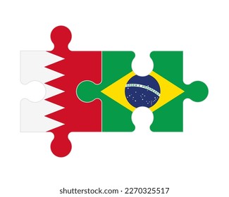 Connected puzzle of flags of Bahrain and Brazil, vector