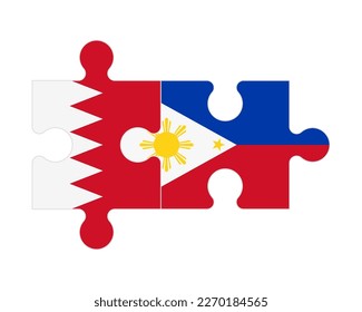 Connected puzzle of flags of Bahrain and Philippines, vector