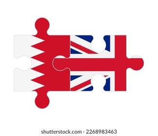 Connected puzzle of flags of Bahrain and United Kingdom, vector