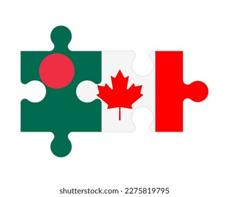 Connected puzzle of flags of Bangladesh and Canada, vector