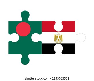 Connected puzzle of flags of Bangladesh and Egypt, vector