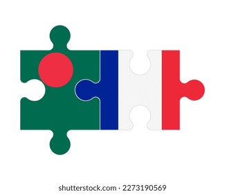 Connected puzzle of flags of Bangladesh and France, vector