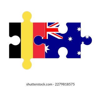 Connected puzzle of flags of Belgium and Australia, vector