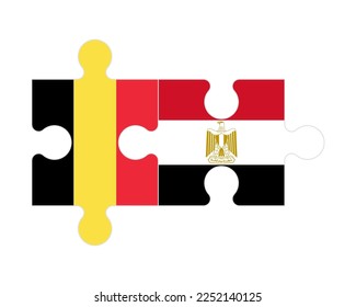 Connected puzzle of flags of Belgium and Egypt, vector