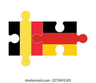 Rompecabezas conectado de banderas de Bélgica y Alemania, vector