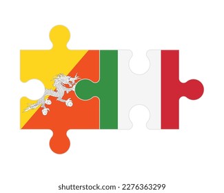 Connected puzzle of flags of Bhutan and Italy, vector