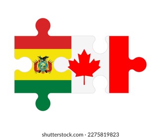 Connected puzzle of flags of Bolivia and Canada, vector