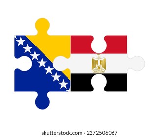 Connected puzzle of flags of Bosnia and Herzegovina and Egypt, vector