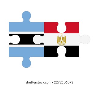 Connected puzzle of flags of Botswana and Egypt, vector