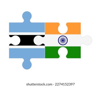 Connected puzzle of flags of Botswana and India, vector