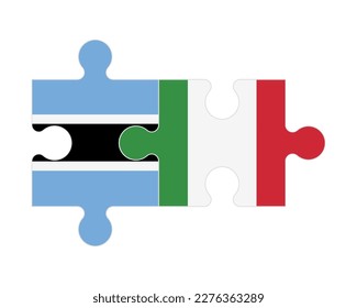 Connected puzzle of flags of Botswana and Italy, vector