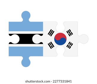 Connected puzzle of flags of Botswana and South Korea, vector