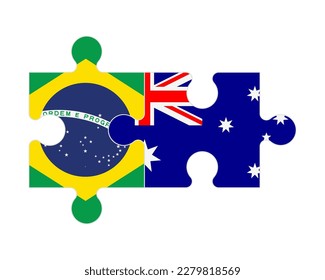 Rompecabezas conectado de banderas de Albania y Australia, vector