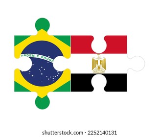 Connected puzzle of flags of Brazil and Egypt, vector