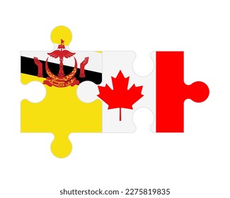 Connected puzzle of flags of Brunei and Canada, vector