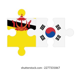 Verbundenes Rätsel der Flaggen von Brunei und Südkorea, Vektorgrafik
