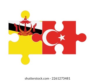 Connected puzzle of flags of Brunei and Turkey, vector