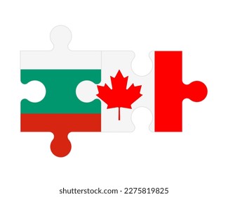 Connected puzzle of flags of Bulgaria and Canada, vector