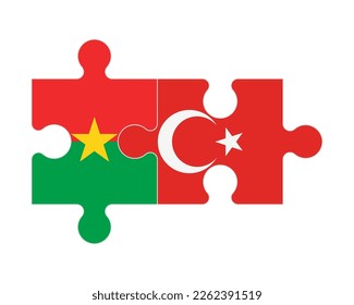 Verbundenes Rätsel der Flaggen Burkina Fasos und der Türkei, Vektorgrafik