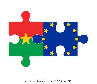 Verbundenes Rätsel der Flaggen Burkina Fasos und der Europäischen Union, Vektorgrafik