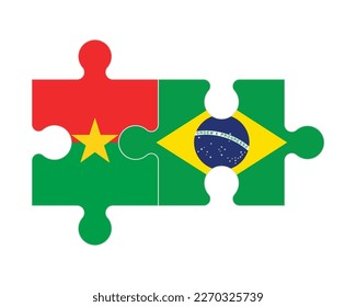 Verbundenes Rätsel mit Flaggen von Burkina Faso und Brasilien, Vektorgrafik