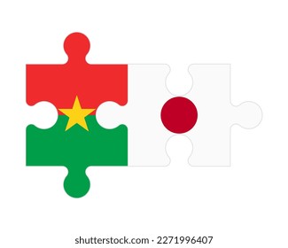 Verbundenes Rätsel mit Flaggen Burkina Fasos und Japans, Vektorgrafik