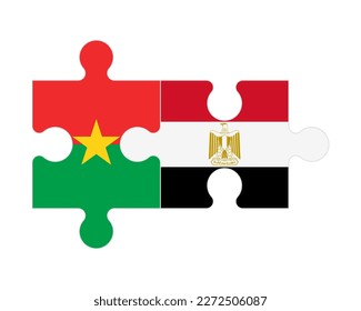 Verbundenes Rätsel mit Flaggen Burkina Fasos und Ägyptens, Vektorgrafik