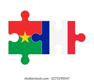 Verbundenes Rätsel der Flaggen von Burkina Faso und Frankreich , Vektorgrafik