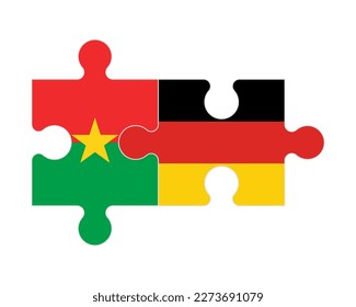 Verbundenes Rätsel der Flaggen Burkina Fasos und Deutschlands, Vektorgrafik