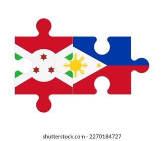 Rompecabezas conectado de banderas de Burundi y Filipinas, vector