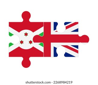 Connected puzzle of flags of Burundi and United Kingdom, vector