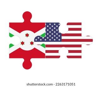 Verbundenes Rätsel der Flaggen Burundis und der USA, Vektorgrafik