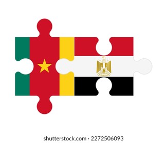 Connected puzzle of flags of Cameroon and Egypt, vector