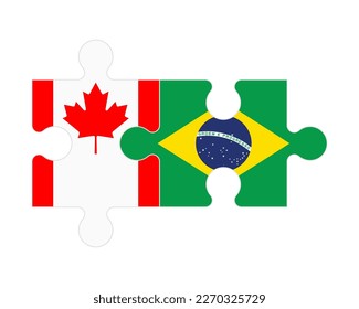 Connected puzzle of flags of Canada and Brazil, vector