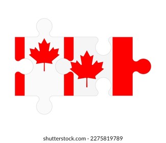 Connected puzzle of flags of Canada and Canada, vector