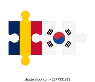 Connected puzzle of flags of Chad and South Korea, vector