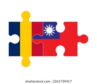 Connected puzzle of flags of Chad and Taiwan, vector