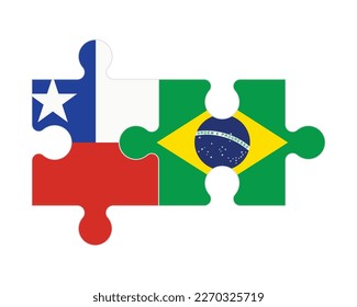 Connected puzzle of flags of Chile and Brazil, vector